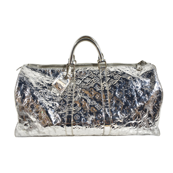 Louis Vuitton Keepall 55 Monogram Miroir Silver Mirror Weekend Travel Duffle Bag - Picture 1 of 16